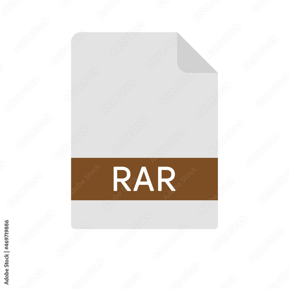 RAR document download file format vector image. RAR file icon flat design graphic vector RAR document download file format vector image. RAR file icon flat design graphic vector