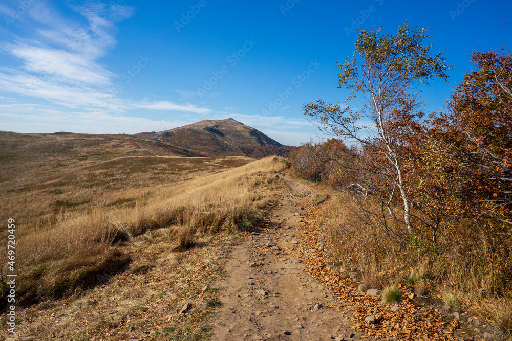 Autumn in the Bieszczady Mountains. Polonina Wetlinska trail. Autumn in the Bieszczady Mountains. Polonina Wetlinska trail.