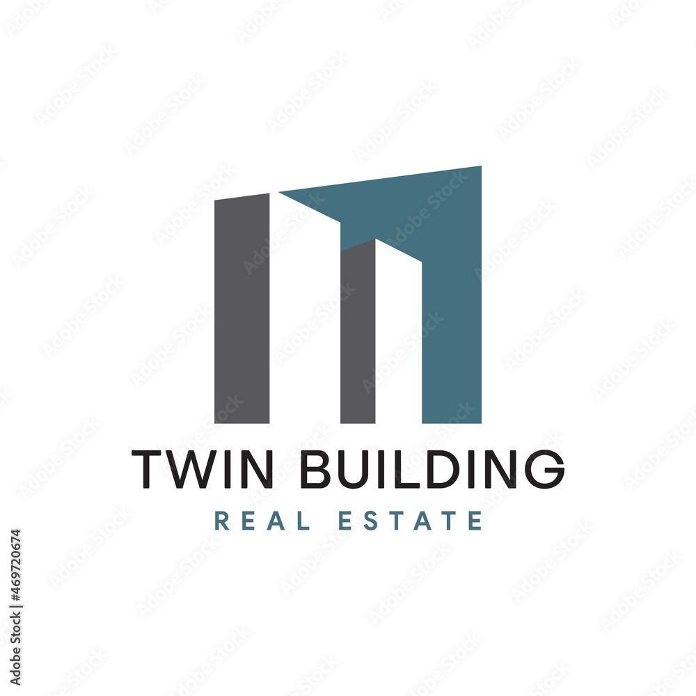 Twin Building in a Frame for Real Estate Business or Finance Vector Logo Template Twin Building in a Frame for Real Estate Business or Finance Vector Logo Template