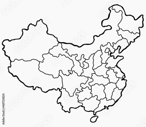 doodle freehand drawing of china map.