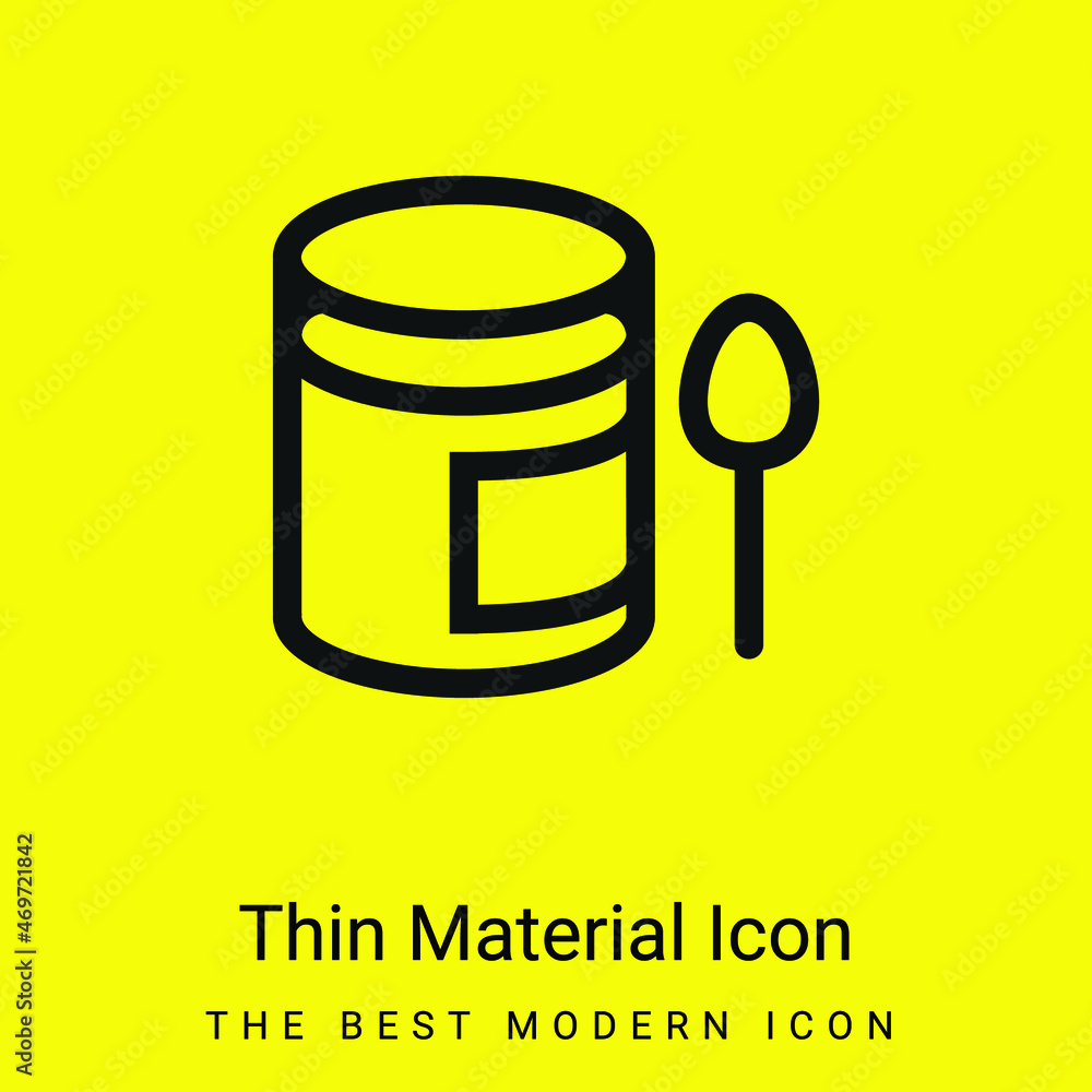 Baby Puree Pot And A Spoon minimal bright yellow material icon Baby Puree Pot And A Spoon minimal bright yellow material icon