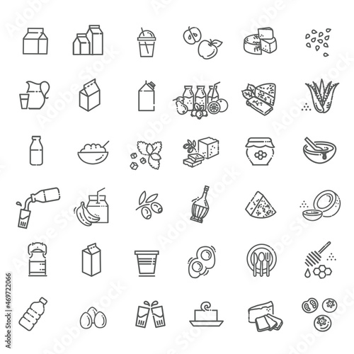 Natural food flat line icons set. flat collection
