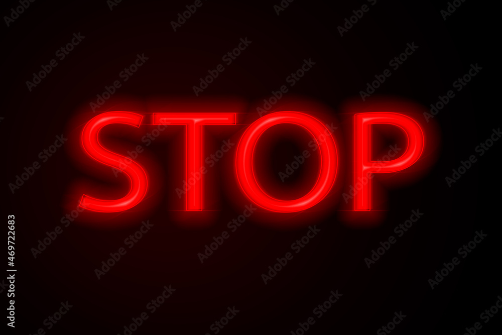 Neon inscription in the form of a glowing 3D image on a black background Neon inscription in the form of a glowing 3D image on a black background