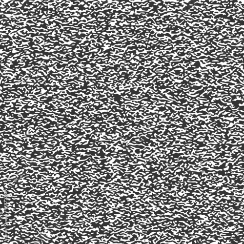 Abstract noise vector seamless pattern. Grain grunge black white repeat flecked texture. No signal TV screen. Marble noise dark background with dots, spots, stains. Textured paper overlay print