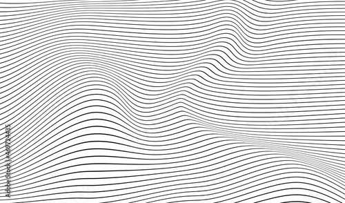 Abstract wavy 3d mesh on a white background. Geometric dynamic wave. 3D technology wireframe. Vector illustration.