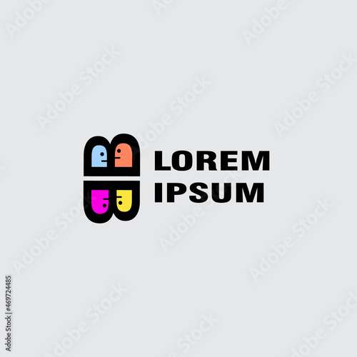 logo vector letter B or W or M kindergarten children