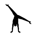 Sports gymnast silhouette. Acrobatics tumbling vector icon