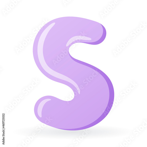 Vector isolated template cartoon letter S of the English alphabet.