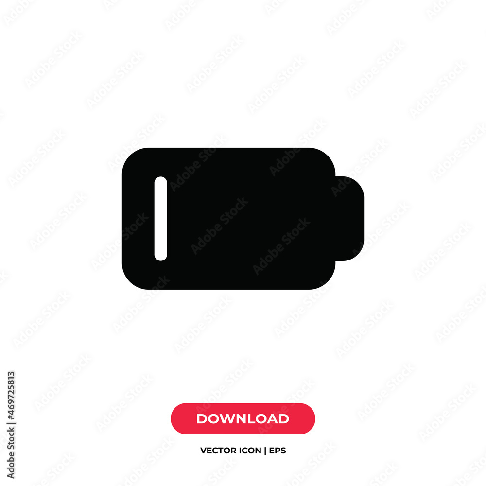 Low battery icon vector. Charge sign Low battery icon vector. Charge sign