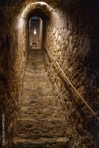 Fototapeta Naklejka Na Ścianę i Meble -  Secret tunnel in Bran castle, home of Dracula, Brasov, Transylvania.