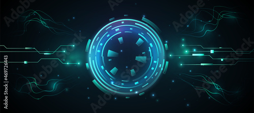 technology background and power button and main board or CPU  and transistor processing and digital encryption
