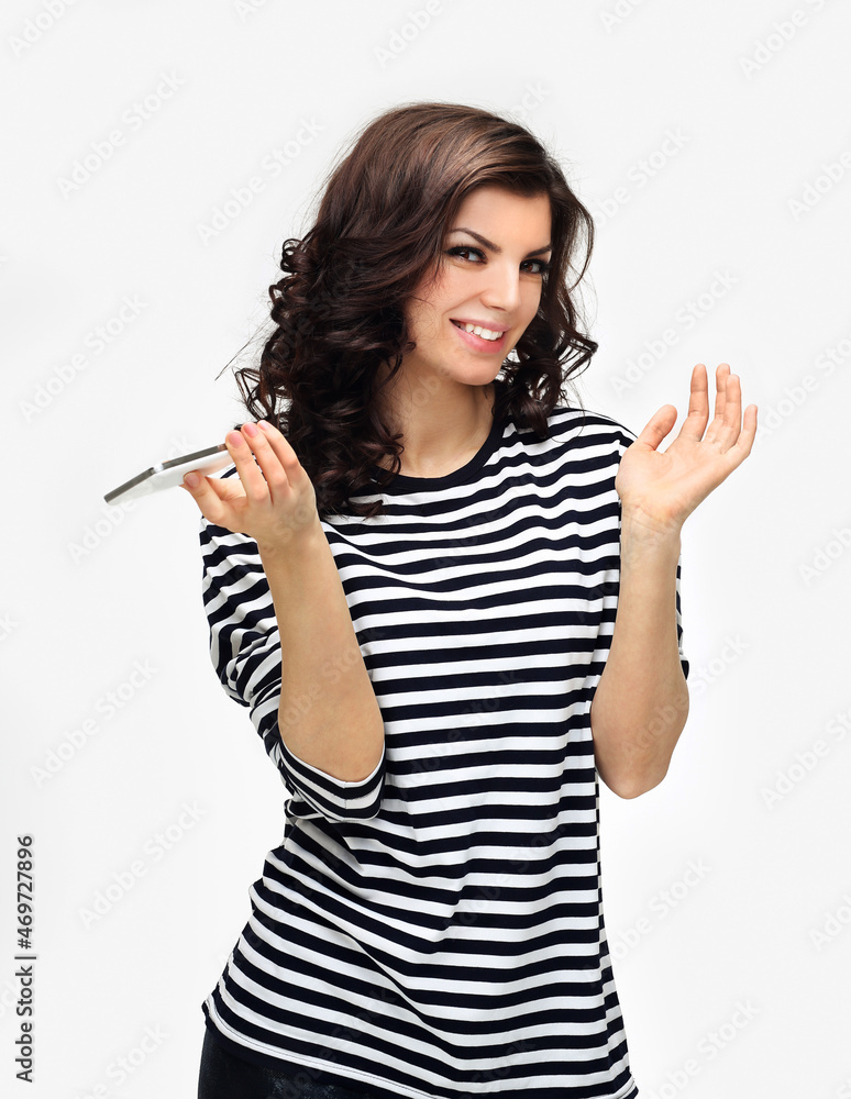 Teenage girl using smart phone.Selfie Teenage girl using smart phone.Selfie