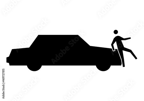 Icono negro de coche atropellando a una persona.