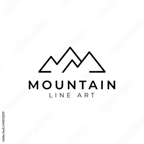 Simple modern outline mountain adventure logo design