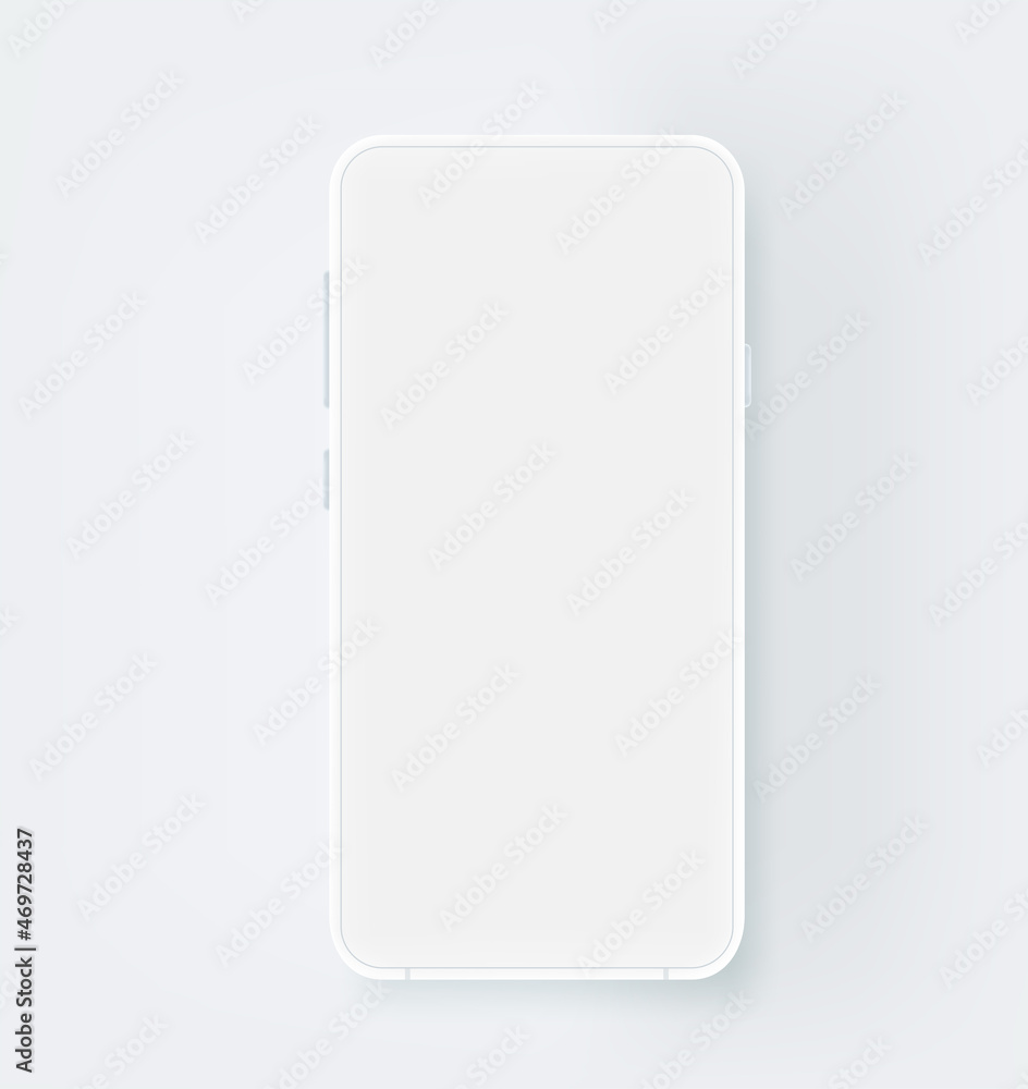 Modern white smartphone with white blank screen. Vector mockup with clipping mask Modern white smartphone with white blank screen. Vector mockup with clipping mask