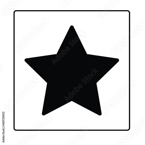 Étoile noire dans un cadre carré . Icône, décoration. Image vectorielle.