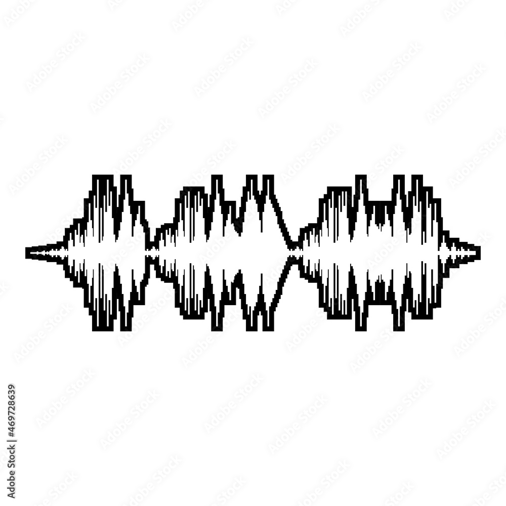 Sound wave audio digital equalizer technology oscillating music contour outline icon black color vector illustration flat style image