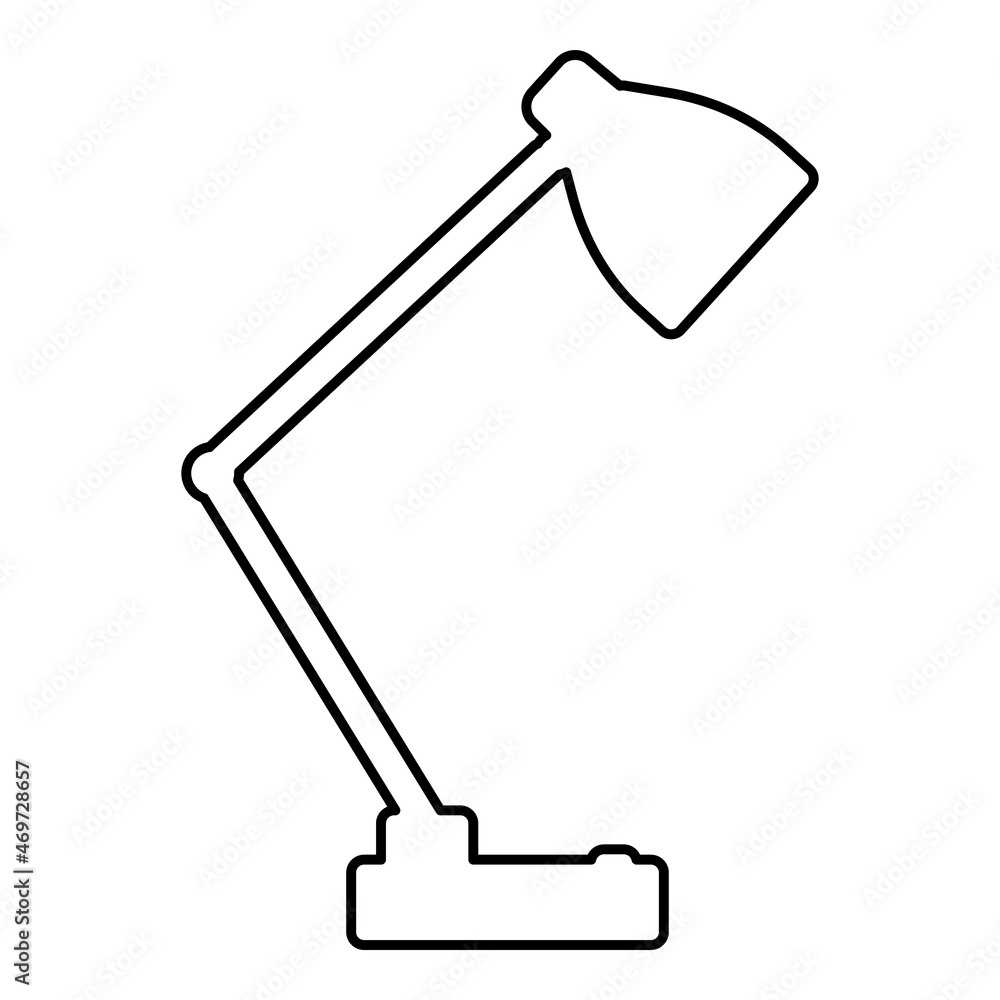 Table lamp Desk light electric for interior home contour outline icon black color vector illustration flat style image Table lamp Desk light electric for interior home contour outline icon black color vector illustration flat style image