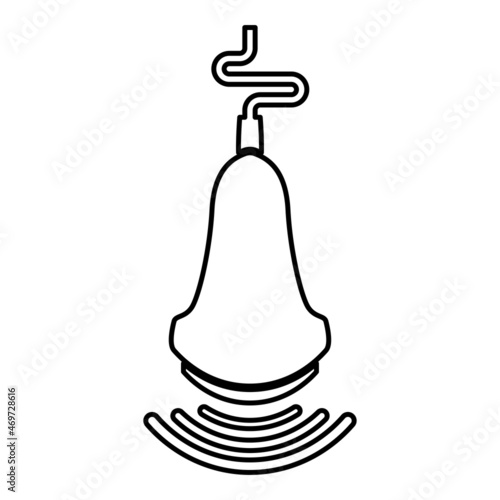 Ultrasound tool with wave medical diagnostic device equipment echograpy contour outline icon black color vector illustration flat style image