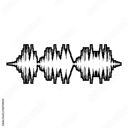 Sound wave audio digital equalizer technology oscillating music contour outline icon black color vector illustration flat style image