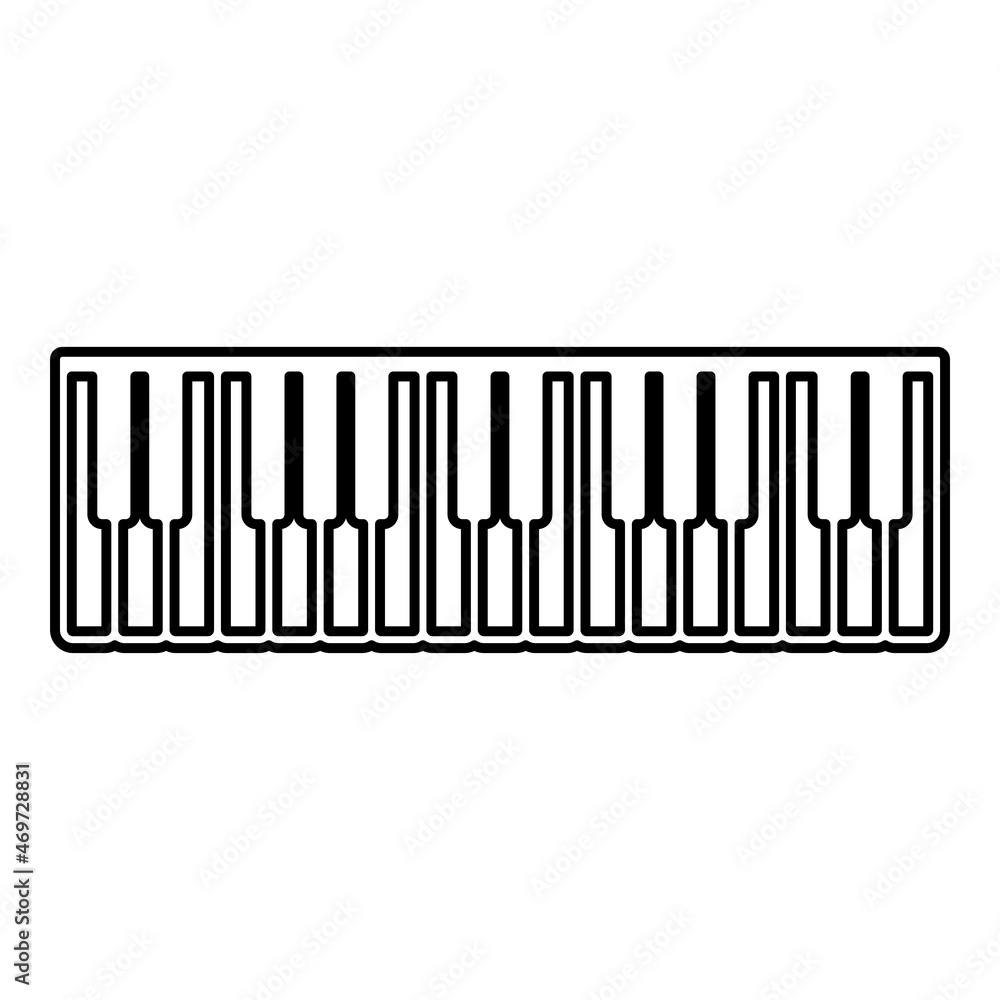Pianino music keys ivory synthesizer contour outline icon black color vector illustration flat style image Pianino music keys ivory synthesizer contour outline icon black color vector illustration flat style image