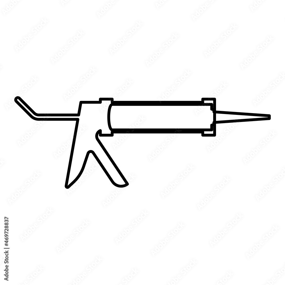 Silicone gun Caulking glue seal contour outline icon black color vector illustration flat style image Silicone gun Caulking glue seal contour outline icon black color vector illustration flat style image