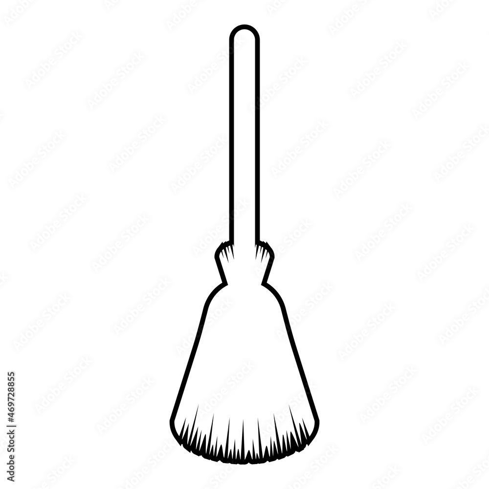 Broom besom broomstick contour outline icon black color vector illustration flat style image Broom besom broomstick contour outline icon black color vector illustration flat style image