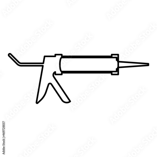 Silicone gun Caulking glue seal contour outline icon black color vector illustration flat style image