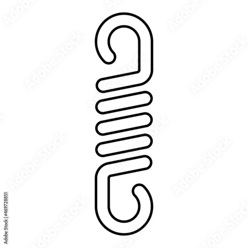 Spring metal coil spiral steel wire flexible contour outline icon black color vector illustration flat style image