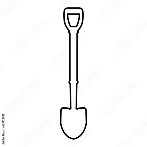 Shovel contour outline icon black color vector illustration flat style image
