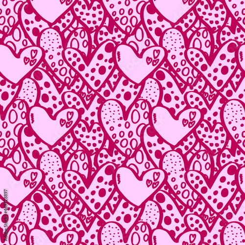 vector seamless pattern of hearts with Valentine s Day 14 February. Background for invitations  wallpaper  wrapping paper and scrapbooking