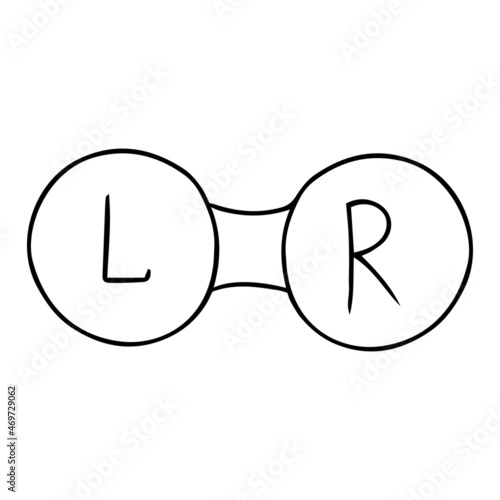 Lens container isolated on white background. Optical element for save contact lenses in doodle style.