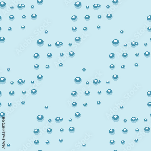 Seamless pattern bubbles on pastel blue background. Flat texture of soap for any purpose.