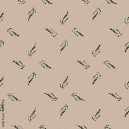 Seamless pattern seaweed on brown background. Marine flora templates for fabric.