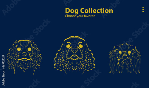 icon flat character drawing dog line puppy face cute pet doodle doggy set illustration vector print symbol wallpaper background logo smile cat paw white blue popular doggie clipart domestic baby black