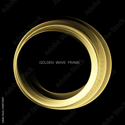 Rings of light with sparkling lines. Motion element on a black background of glowing light. Brilliant golden lightening effect.