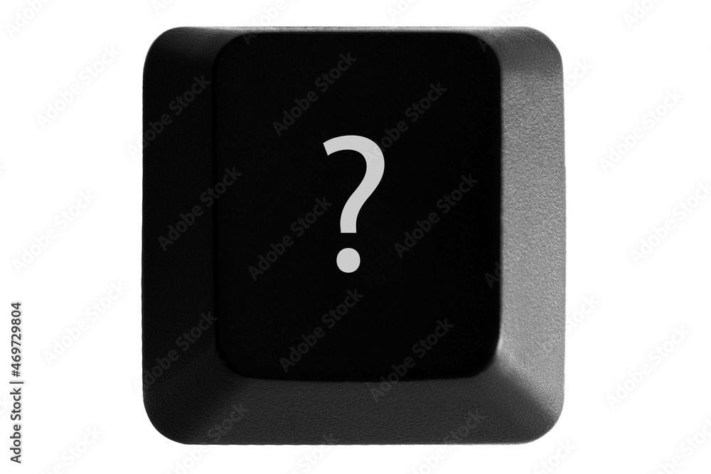 Black keyboard button with question sign on white isolated background Black keyboard button with question sign on white isolated background