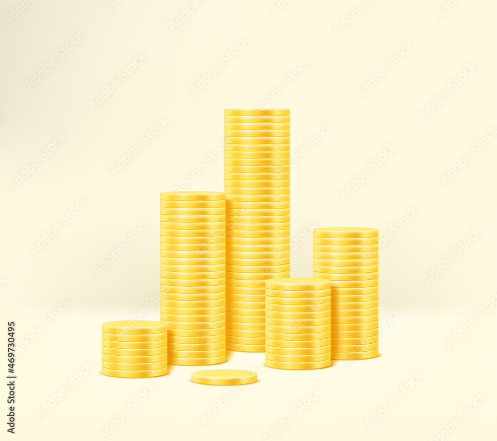 Stacks of golden coins. Golden coins stacks vector illustration Stacks of golden coins. Golden coins stacks vector illustration
