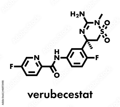 Verubecestat Alzheimer's disease drug molecule (BACE1 inhibitor). Skeletal formula.