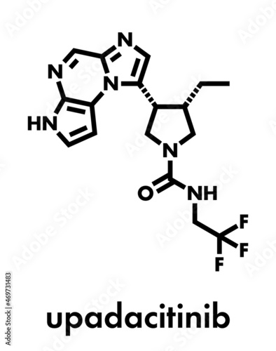 Upadacitinib drug molecule. Second generation janus kinase inhibitor with selectivity for JAK1. Skeletal formula. photo