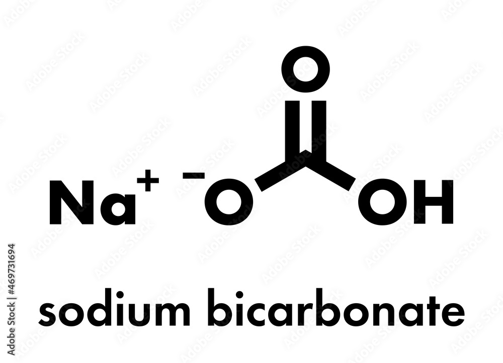 Sodium bicarbonate (baking soda), chemical structure. Skeletal formula.  Stock Vector | Adobe Stock