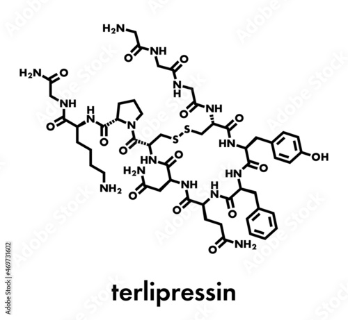 Terlipressin drug molecule. Skeletal formula.