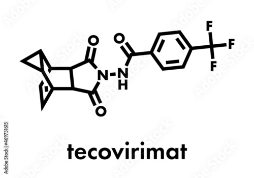 Tecovirimat antiviral drug molecule. Skeletal formula. photo