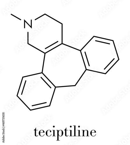 Setiptiline (also known as teciptiline) antidepressant drug molecule. Skeletal formula.
