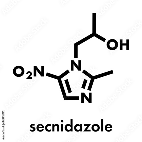 Secnidazole anti-infective drug molecule (nitroimidazole class). Skeletal formula.