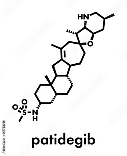 Patidegib drug molecule (hedgehog pathway inhibitor). Skeletal formula.