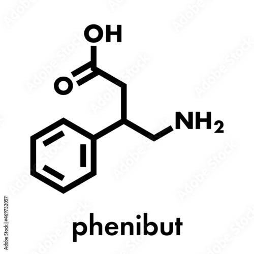 Phenibut anxiolytic and sedative drug molecule. Skeletal formula.