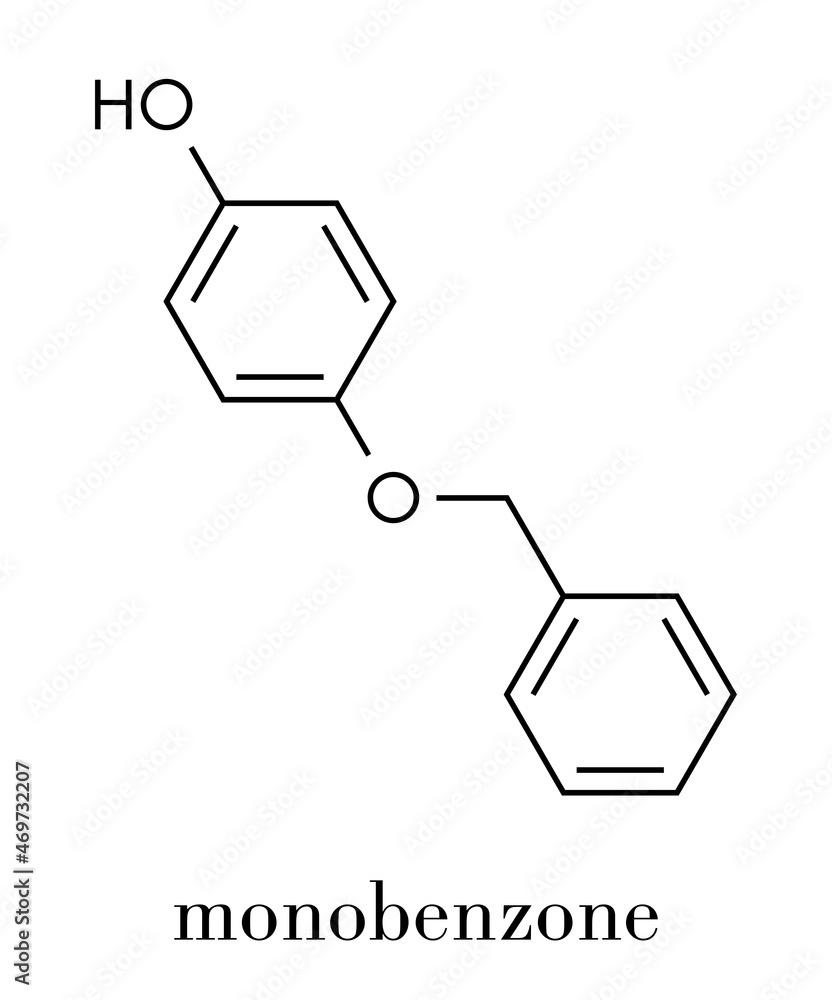 Fototapeta premium Monobenzone drug molecule. Skeletal formula.