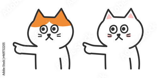 Set of cat showing somebody the way. Vector illustration isolated on white background.