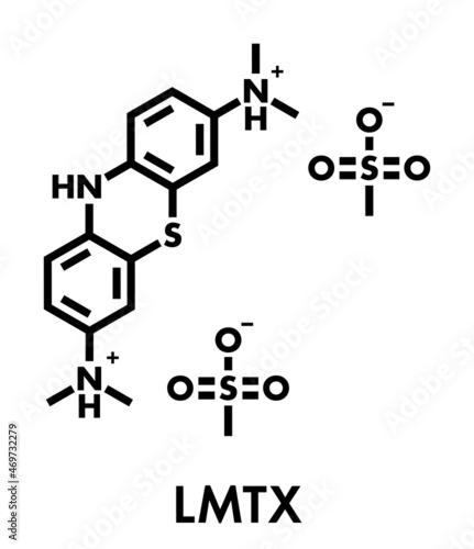 Leuco-methylthioninium (LMTX) Alzheimer's disease molecule (tau aggregation inhibitor). Skeletal formula. photo